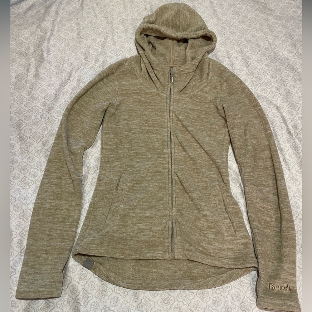 Bench. Women’s Small Heather Beige Zip-Up Fleece Hoodie